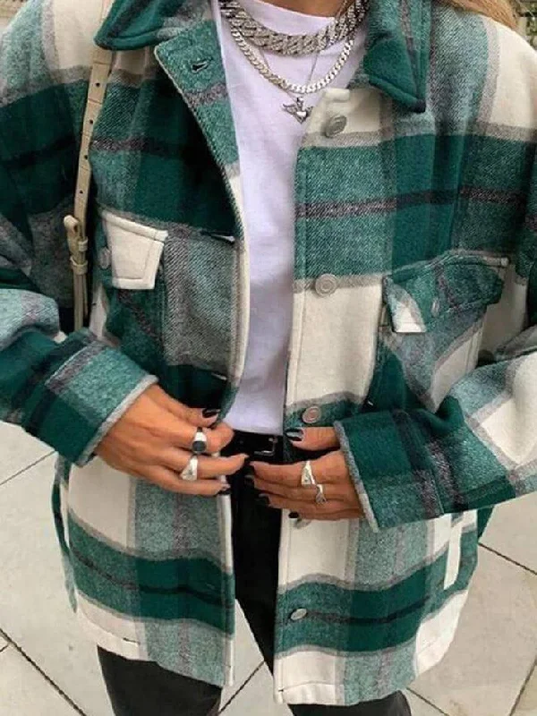 Vintage Pockets Oversized Plaid Shacket